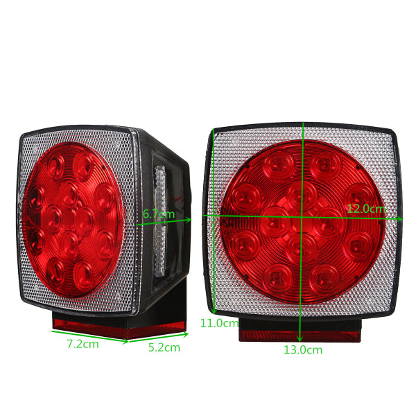 Car Truck Trailer LED Square Rear Brake Lamp Tail Plate Lights Stud Mount 12V