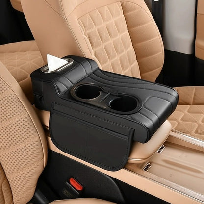 Car Central Console Armrest Heightening Pad Cushion With 2 Cup Holder  4 In 1