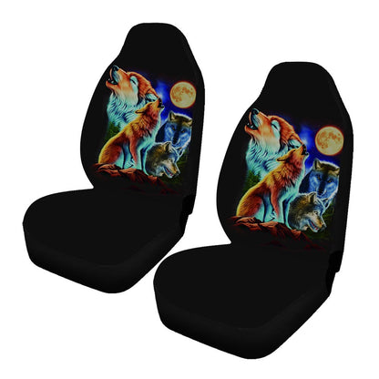 Car Wolf Print GM Seat Cover 2 Pcs/5 Pcs Sets