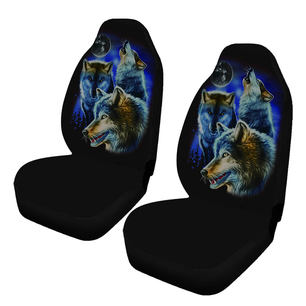 Car Wolf Print GM Seat Cover 2 Pcs/5 Pcs Sets