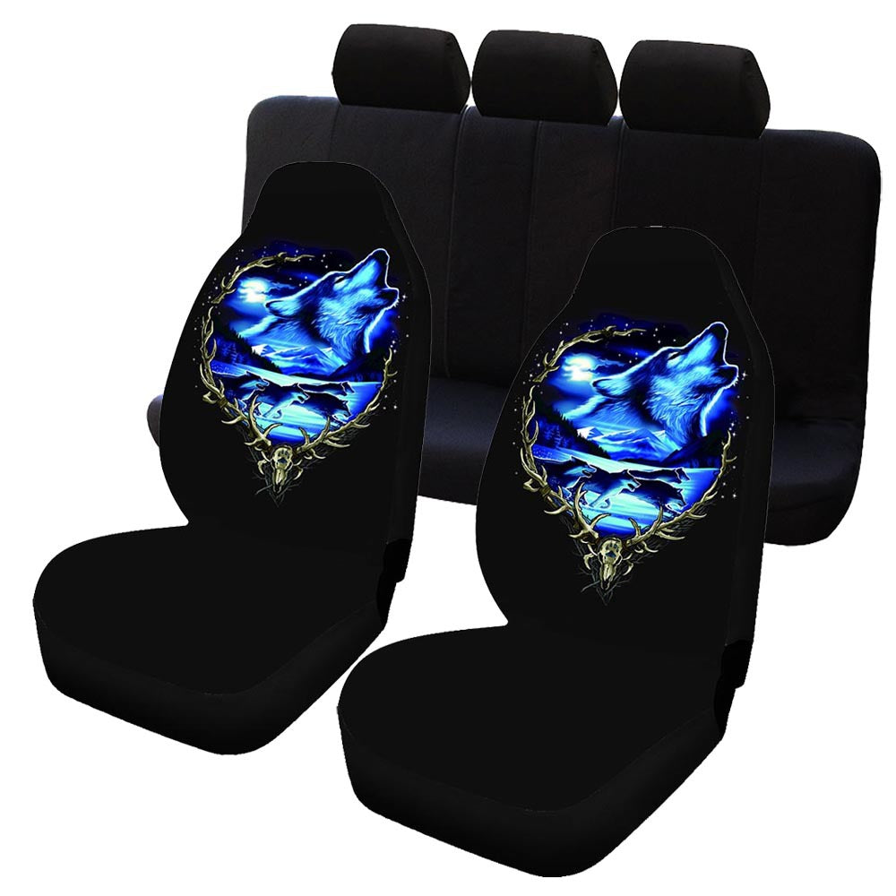 Car Wolf Print GM Seat Cover 2 Pcs/5 Pcs Sets