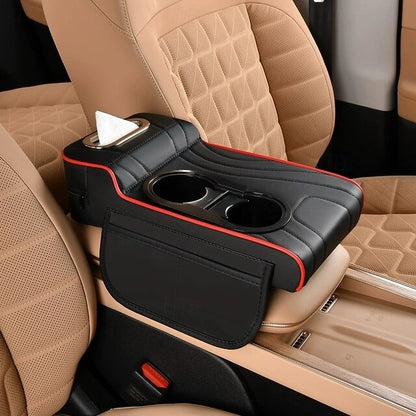 Car Central Console Armrest Heightening Pad Cushion With 2 Cup Holder  4 In 1