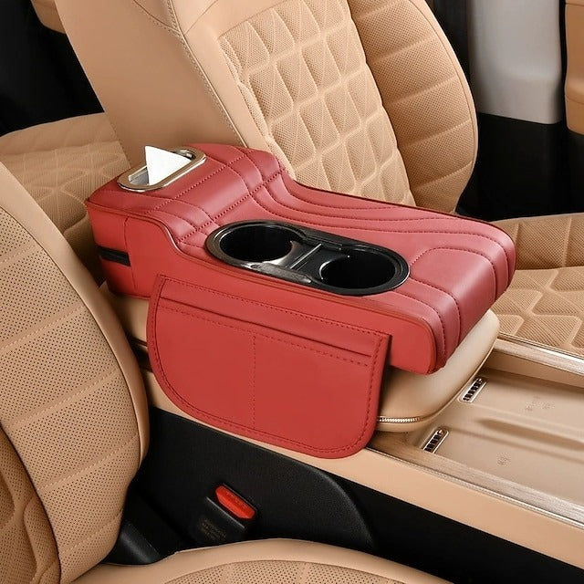 Car Central Console Armrest Heightening Pad Cushion With 2 Cup Holder  4 In 1