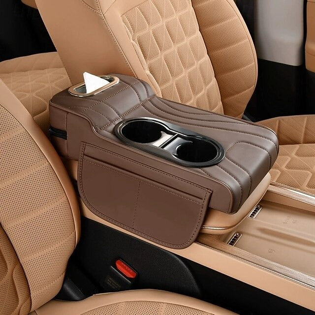 Car Central Console Armrest Heightening Pad Cushion With 2 Cup Holder  4 In 1
