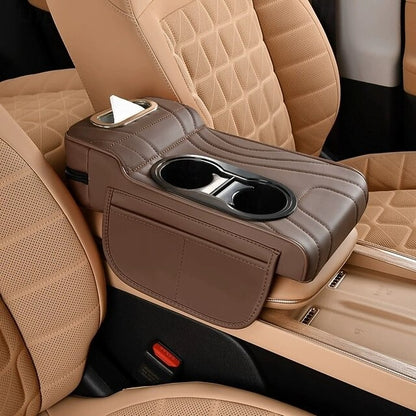 Car Central Console Armrest Heightening Pad Cushion With 2 Cup Holder  4 In 1