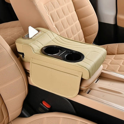 Car Central Console Armrest Heightening Pad Cushion With 2 Cup Holder  4 In 1