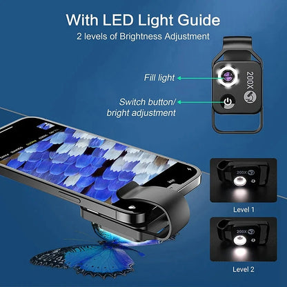 200X Zoom Pocket Size Portable USB Rechargeable Smartphone Microscope