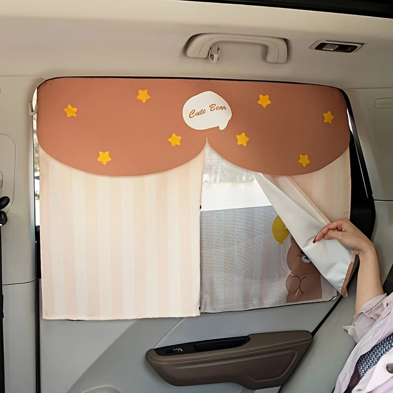 Car Side Window Curtains Privacy Double Layer Curtains Magnetic Sunshade