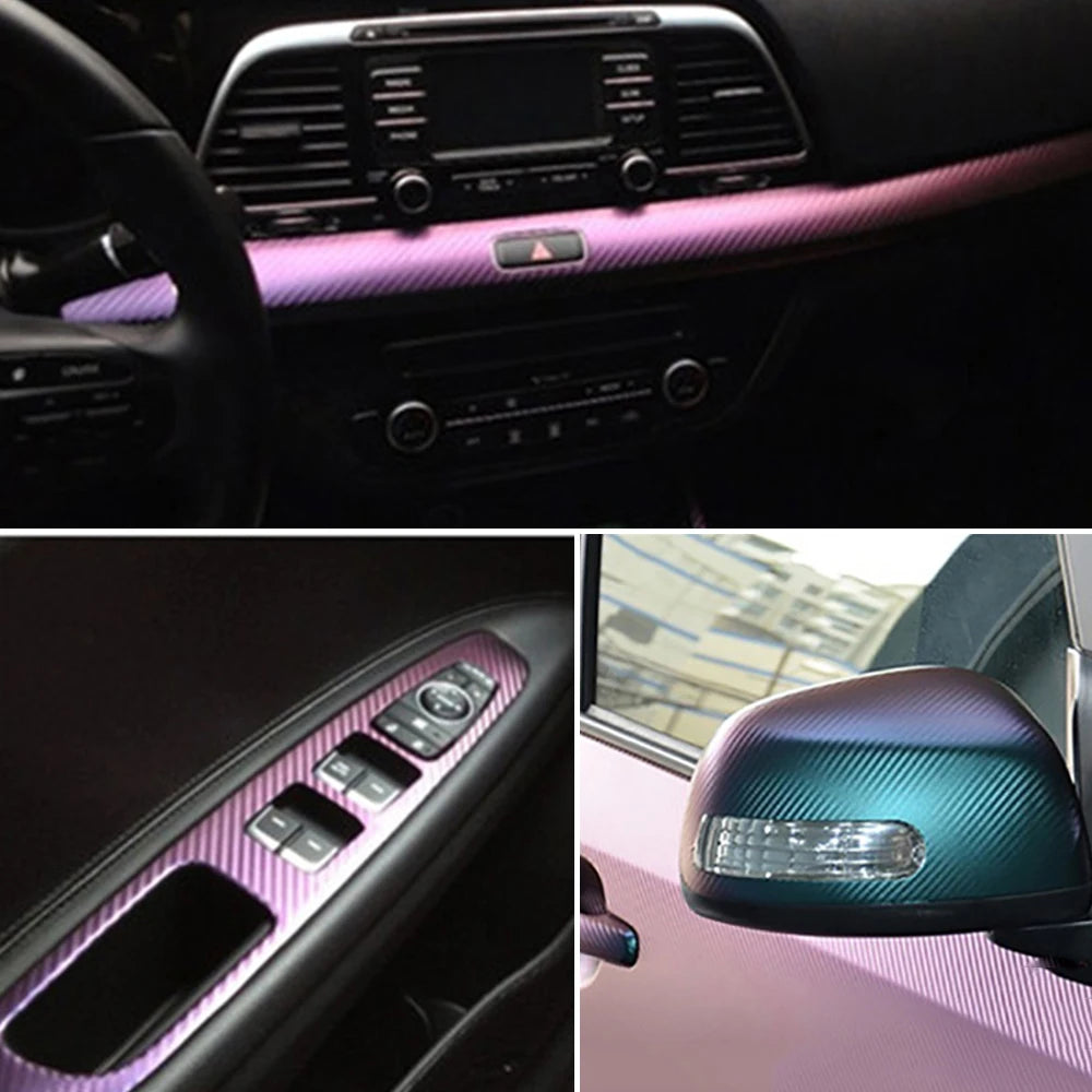 Car 3D Carbon Fiber Chameleon Stickers Styling Wrap Decal 152*20cm