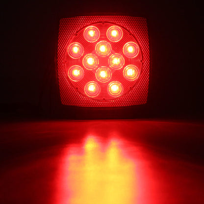 Car Truck Trailer LED Square Rear Brake Lamp Tail Plate Lights Stud Mount 12V