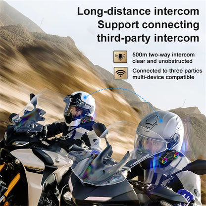 Motorcycle Helmet Bluetooth Headset Intercom Distance 500M Stereo Fm Radio Mixing Music Sharing