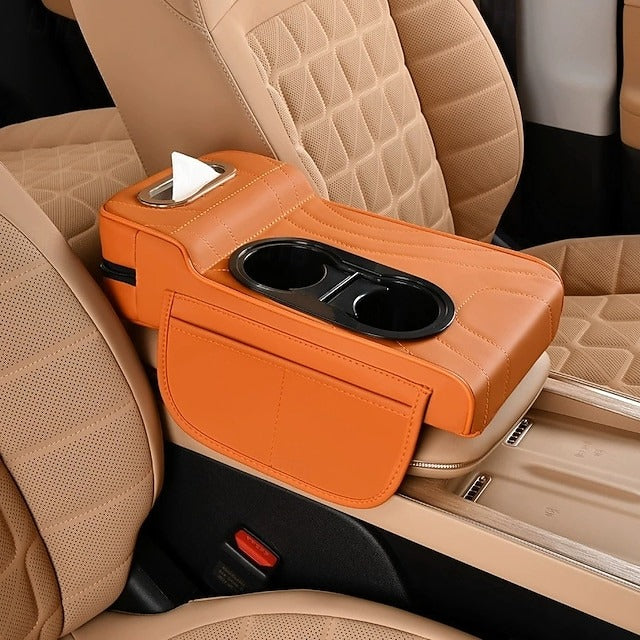 Car Central Console Armrest Heightening Pad Cushion With 2 Cup Holder  4 In 1