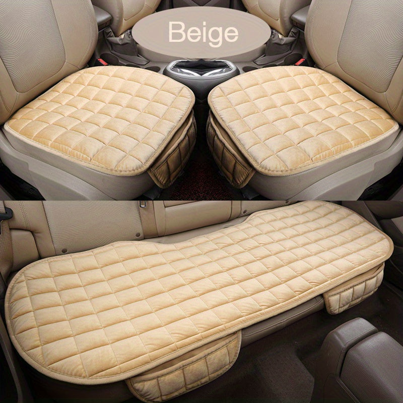Car Soft Lightweight Plush Oval Seat Cushions Premium Polyester Protectors 3pcs/set