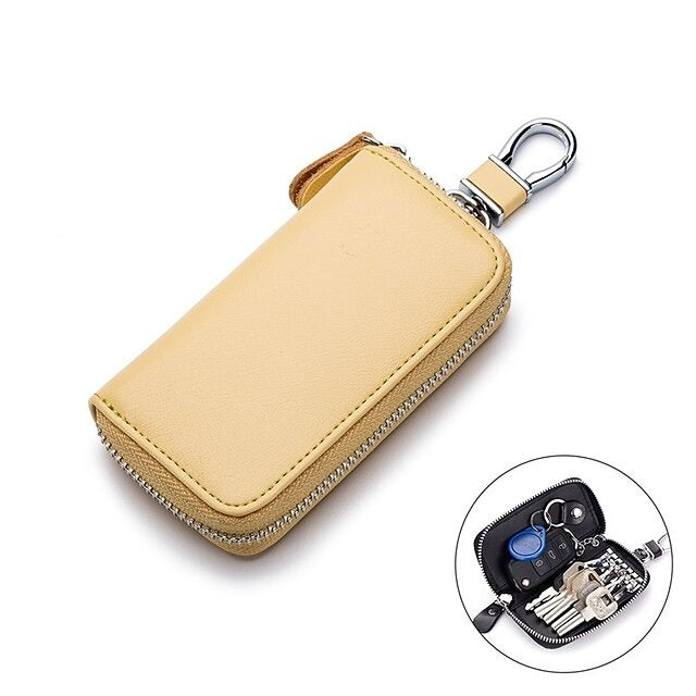 Car Cow Split Leather Key Holder House Key Case Chain Bag Organizer