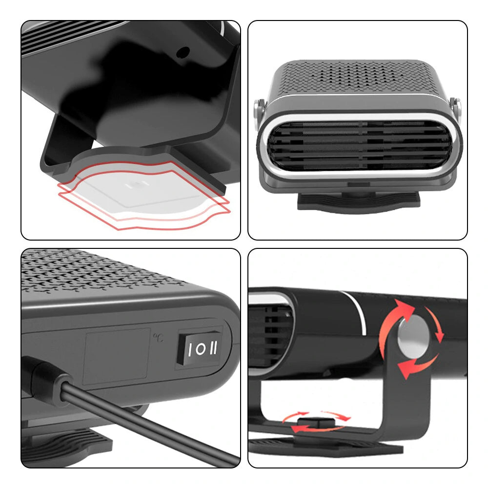 Car Portable Heater 2 in 1 Heating Cooling Electric Fan 360° Adjustable Defroster