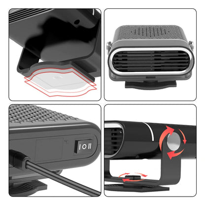 Car Portable Heater 2 in 1 Heating Cooling Electric Fan 360° Adjustable Defroster