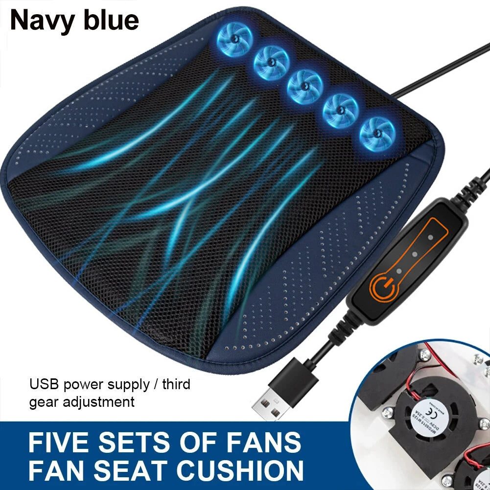 Car Ice Silk Cooling Pad Summer Ventilation Fan Seat Cushion