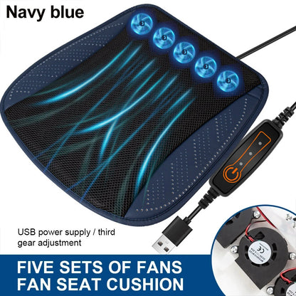 Car Ice Silk Cooling Pad Summer Ventilation Fan Seat Cushion