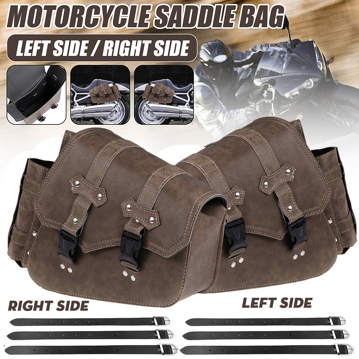 Motorcycles Universal Saddlebag PU Leather Storage Holder