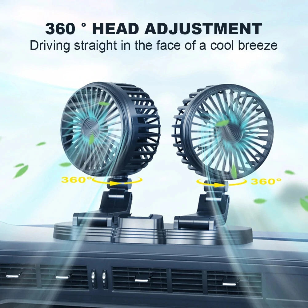 Car Fan USB Fan Double-Head 2 Speed Summer Fan