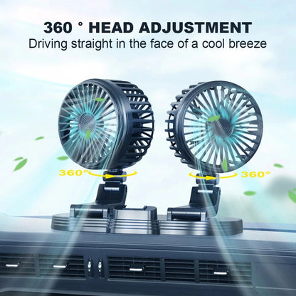 Car Fan USB Fan Double-Head 2 Speed Summer Fan