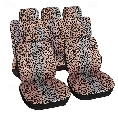 Car Leopard Seat Full Set Universal Protector Front and Rear Seat Covers 5 Pcs/set