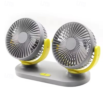 Car USB Fan Cooling Dual Head 3 Speeds Adjustable Cooler Air Fan