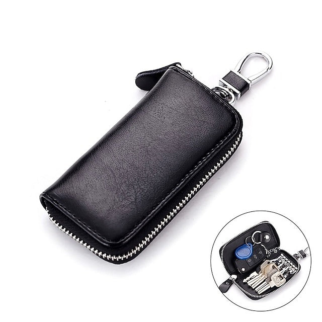 Car Cow Split Leather Key Holder House Key Case Chain Bag Organizer