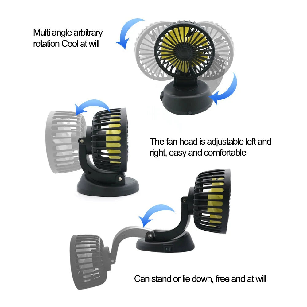Car Cooling Fans 360° 2 Speed Adjustable Mini Size Strong Wind Cooler