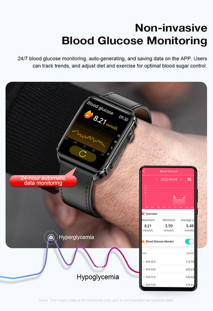 ECG HRV 1.85 Inch AMOLED 3D Curved Screen Heart Rate Blood Blueteeth Watch