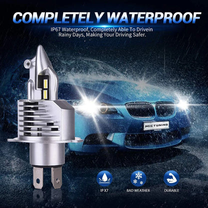 H4 80W Car Front LED Headlight Bulbs Hi-Low Beam for Lighting Modification