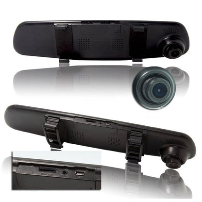 4.3 Inch Dual Lens 1080P Car DVR Dash Cam Video Recorder Rear View Mirror Camera Refit