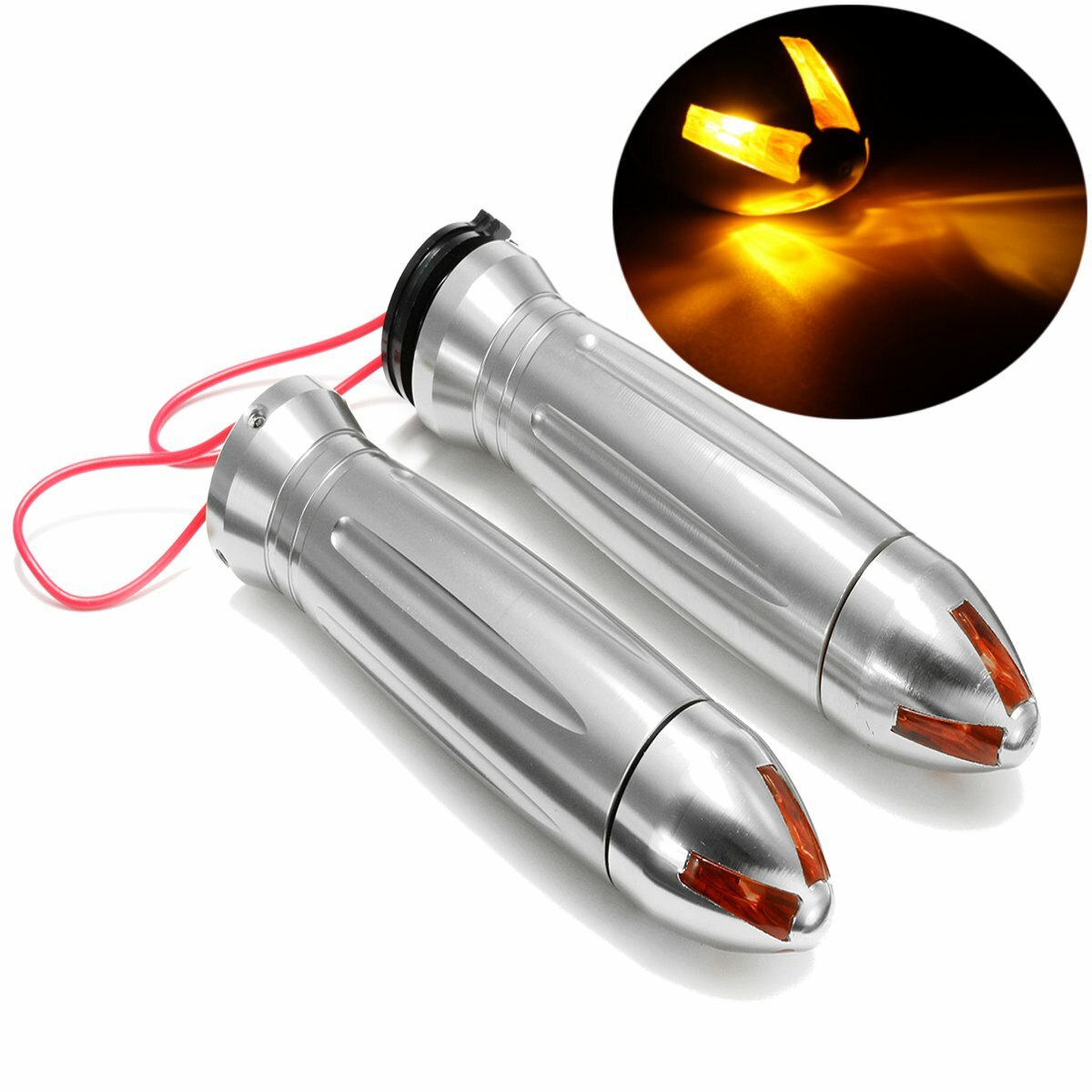 Motorcycle Aluminum Hand Grips Turn Signal Light for Harley/Yamaha/Honda/Suzuki 7/8inch