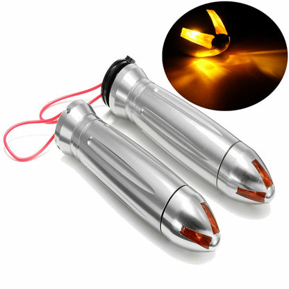 Motorcycle Aluminum Hand Grips Turn Signal Light for Harley/Yamaha/Honda/Suzuki 7/8inch