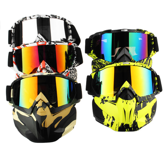 Motorcycle Detachable Ski Riding Cycling Full Face Mask Goggles