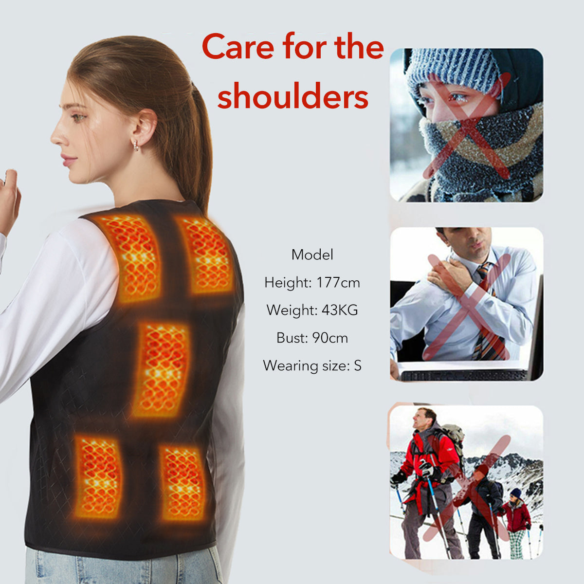 5-Heating Pad Heated USB Warm Up Electric Winter Vest Jacket