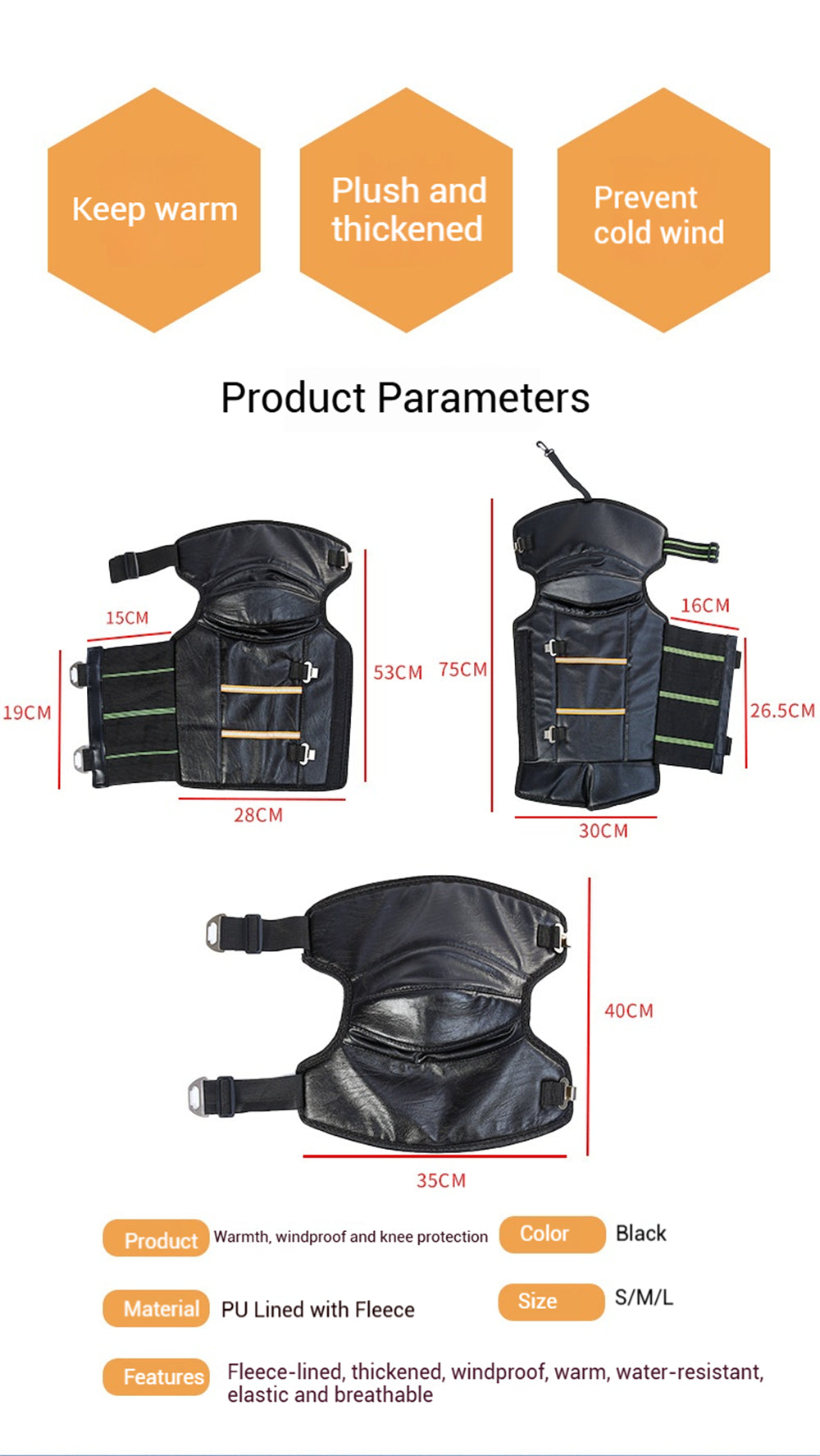 Motorcycle Riding Winter Leggings Guard Warm Windproof Thickened Knee Pads