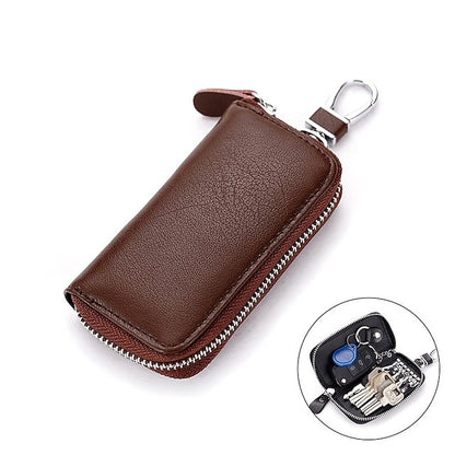 Car Cow Split Leather Key Holder House Key Case Chain Bag Organizer