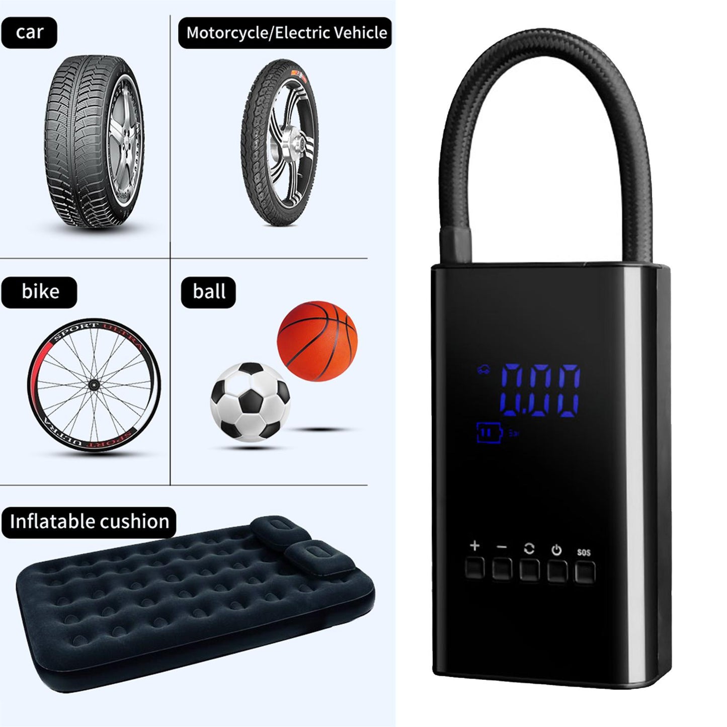 Car Wireless Digital Portable Tire Inflator Handheld Air Compressor Tools 4000mAh