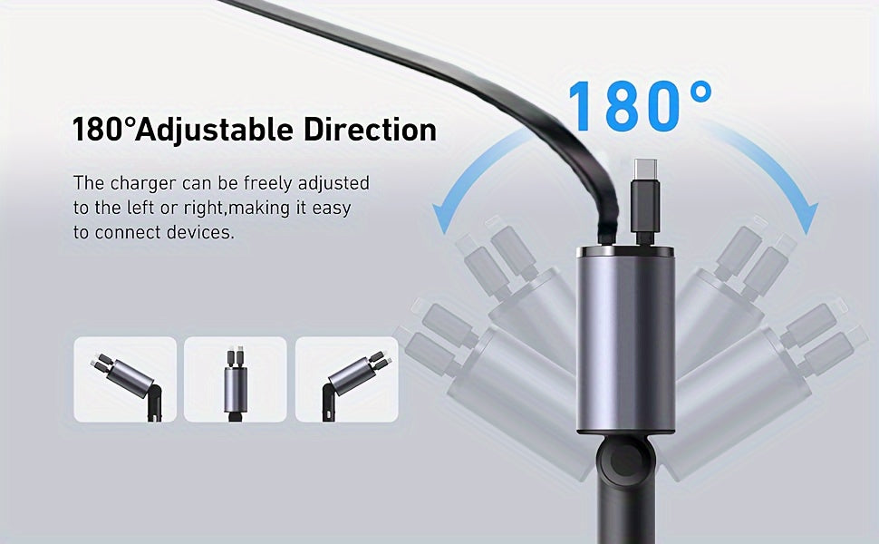 4 in 1 Car Charger Super Fast 120W Retractable Cables