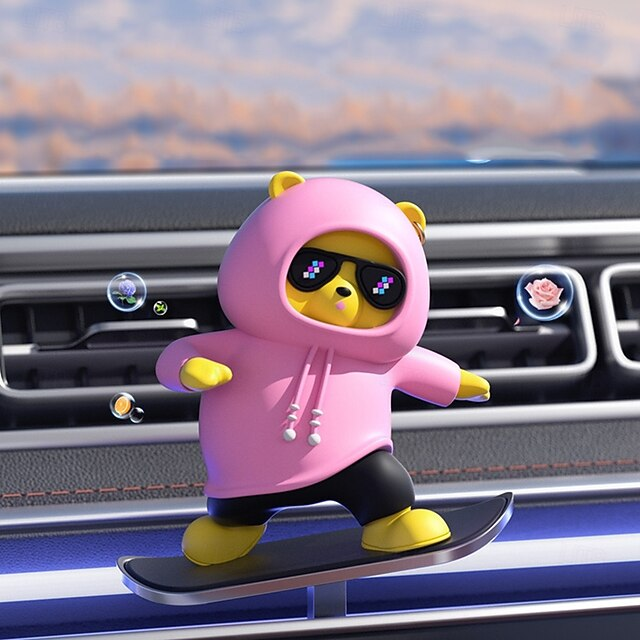 Car Dashboard Ornament Skateboard Bear Cartoon Animal Dashboard Pendant