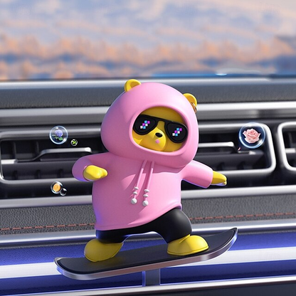 Car Dashboard Ornament Skateboard Bear Cartoon Animal Dashboard Pendant