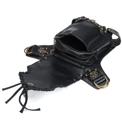 Motorcycle Steampunk Waist Bag PU Leather Handbag Storage