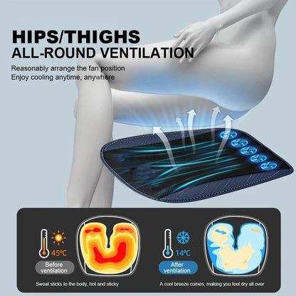 Car Ice Silk Cooling Pad Summer Ventilation Fan Seat Cushion