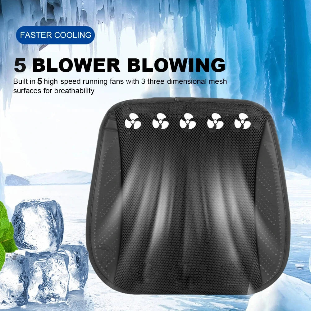 Car Ice Silk Cooling Pad Summer Ventilation Fan Seat Cushion