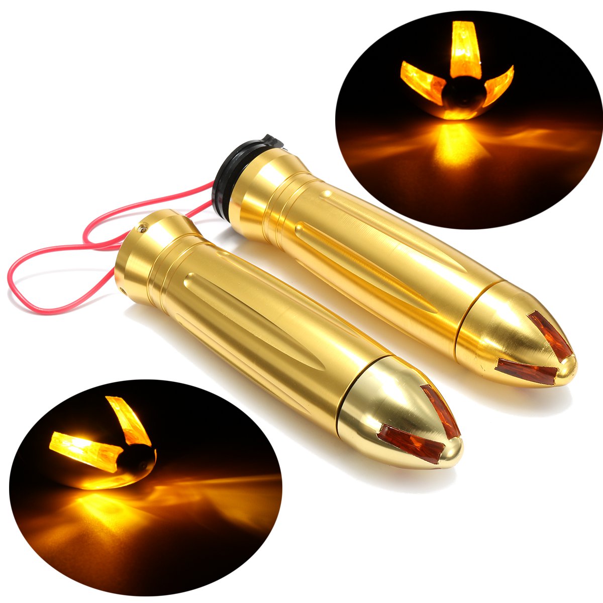 Motorcycle Aluminum Hand Grips Turn Signal Light for Harley/Yamaha/Honda/Suzuki 7/8inch
