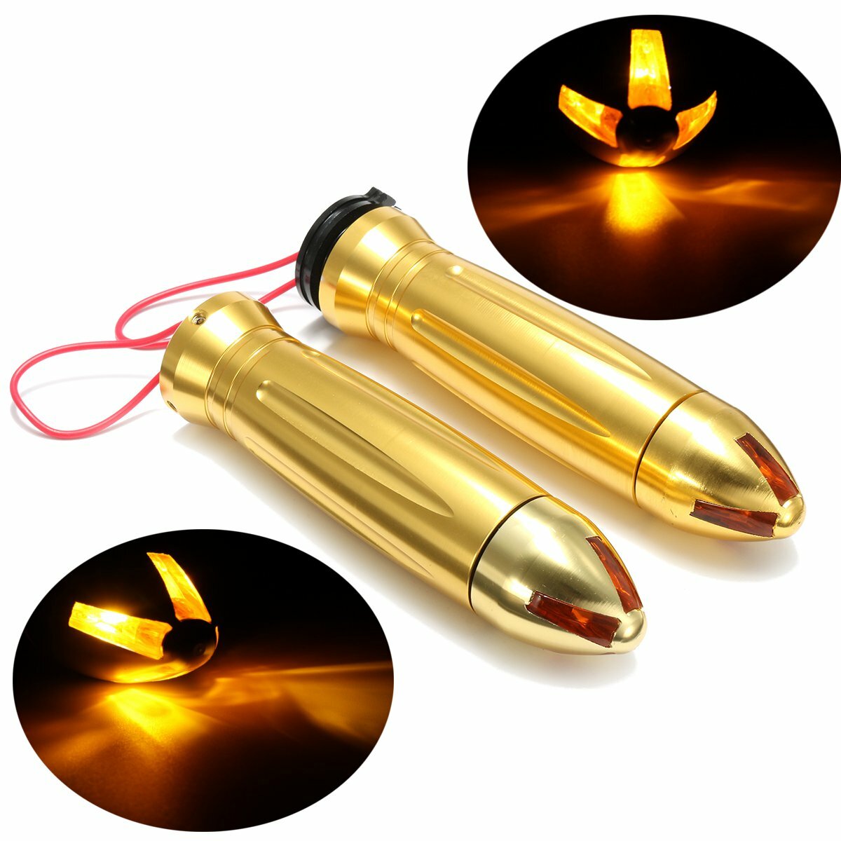 Motorcycle Aluminum Hand Grips Turn Signal Light for Harley/Yamaha/Honda/Suzuki 7/8inch