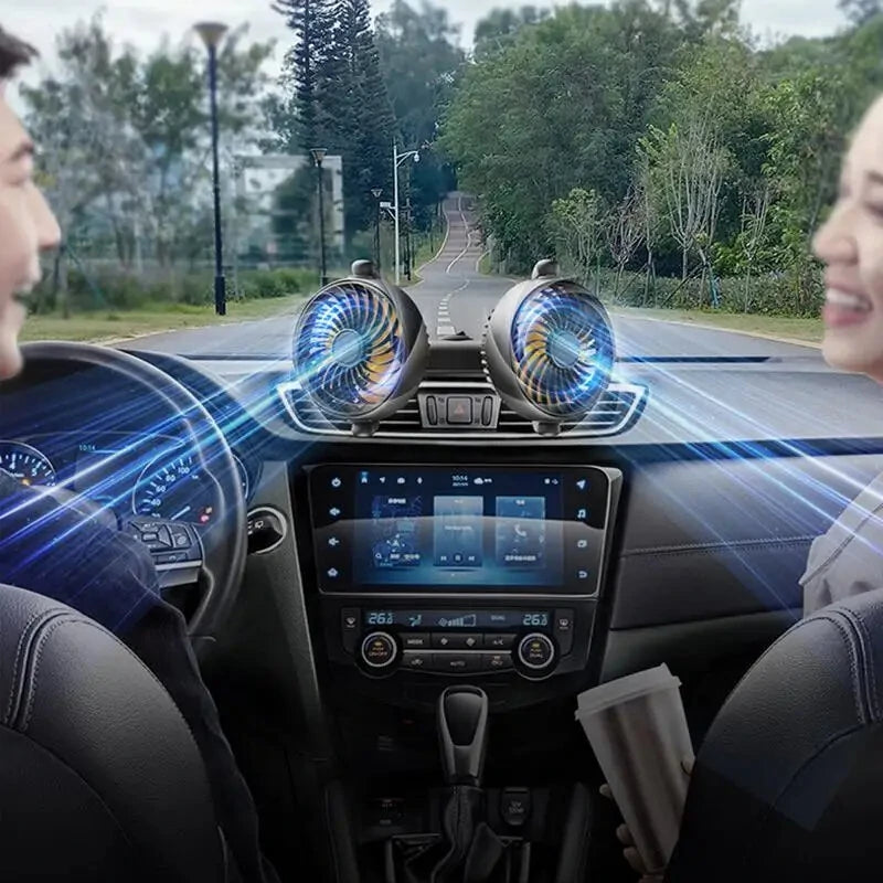 Car Fan 360-Degree Rotating Electric Fan 12V/24V Dual-Head Cooler