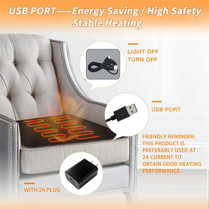 Car 5V USB Heated Seat Cushion Winter Portable Electric Heating Pads