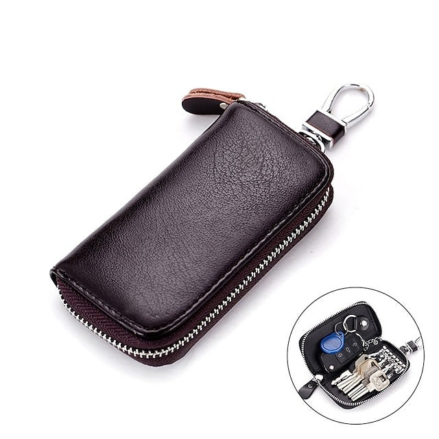 Car Cow Split Leather Key Holder House Key Case Chain Bag Organizer